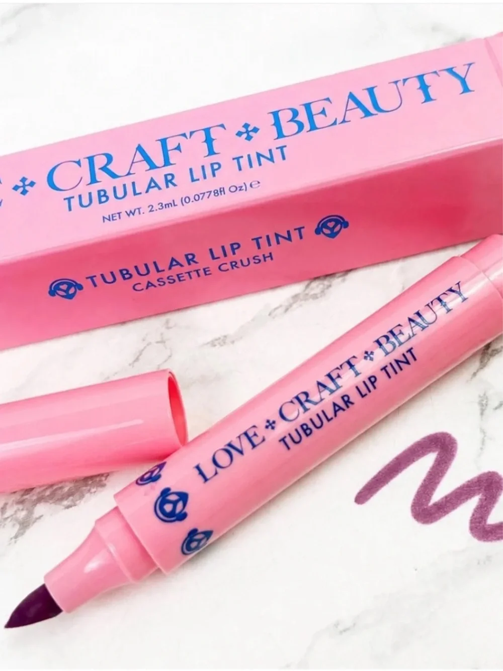 LOVE+CRAFT+BEAUTY Tubular Lip Tint Cassette Crush New in Box Full Size